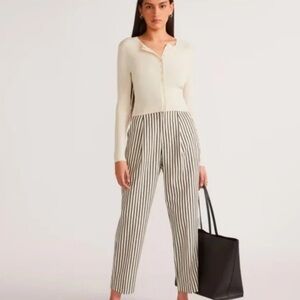 EVERLANE The TENCELT™ Way-High® Tapered Pant White Striped